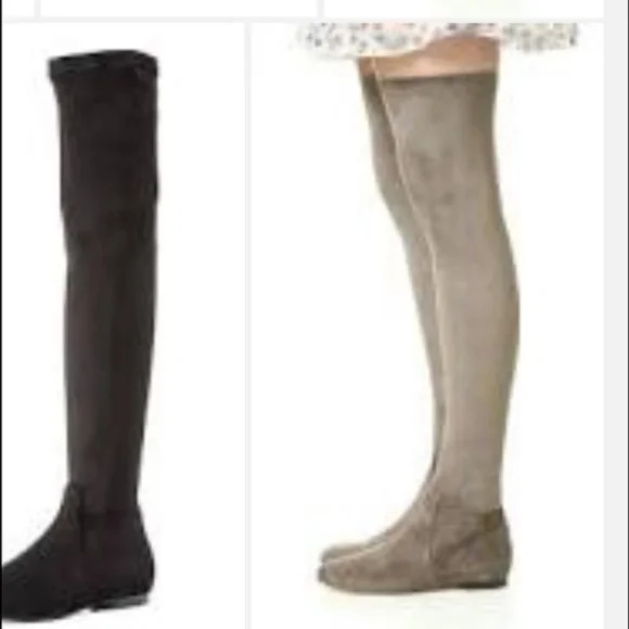 JOIE Hayleigh Black OTK Genuine Suede Stretch Boots - Picture 4 of 8